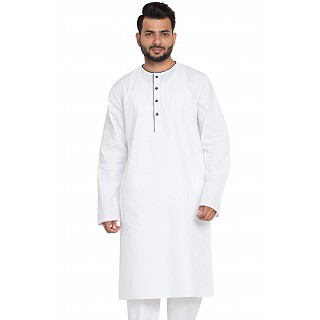 Designer kurta with round neck- White